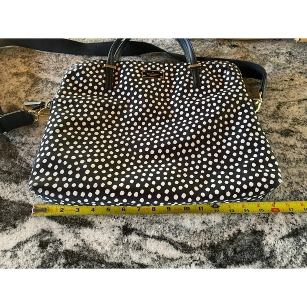 Kate Spade Wilson Road Musical Dots Laptop Bag Black White Polka Dot   Crossbody
